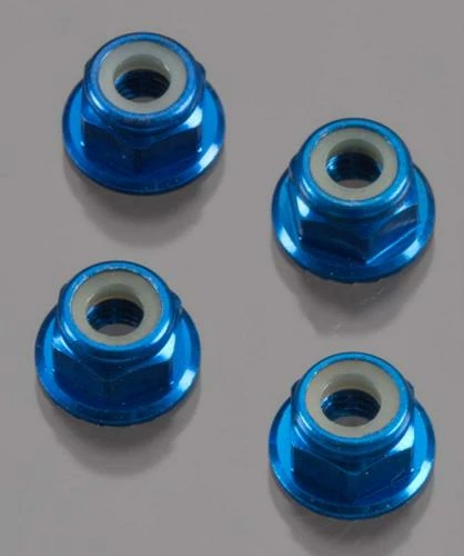 Axial M4 Serrated Nylon Lock Nut (Blue) (4pcs)